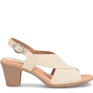 $105 Online Comfortiva Katara Creme Leather Pillowtop Slingback Heels Size 7